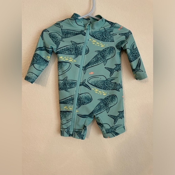 Carter's Green and Blue whale pattern One Piece Swim size 3M - Picture 1 of 4